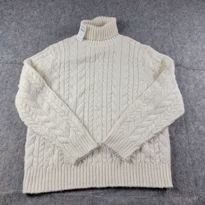 Todd Snyder Cotton Wool Alpaca Cableknit Turtleneck Sweater size XL Beige